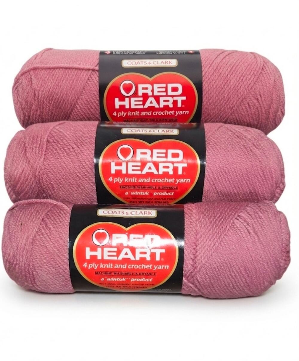 Coats & Clark Red Heart Cameo Rose Lot of 3 Yarn Skeins 4 Ply